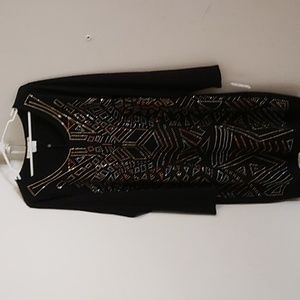 JunaRose dress from Lord and Taylor. Black with silver and gold